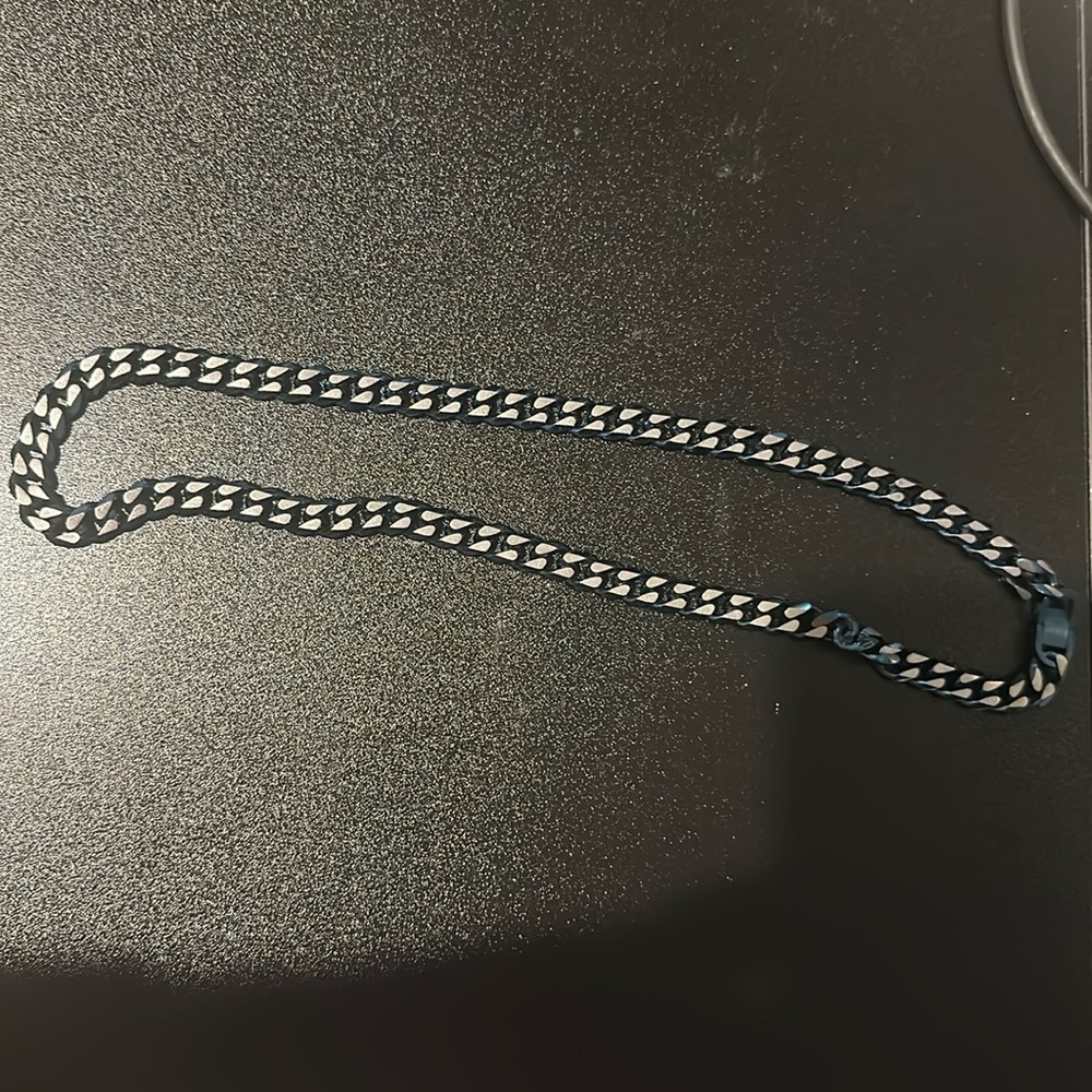 Men's 10.5mm Cuban Curb Chain Necklace in Blue IP Stainless Stee